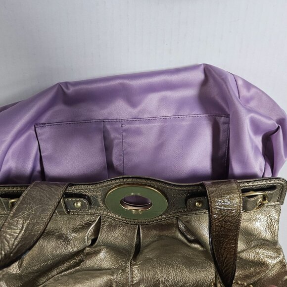 Coach Purse Garnet Gold Patent Leather Turnlock Satchel 13915 - Picture 10 of 16